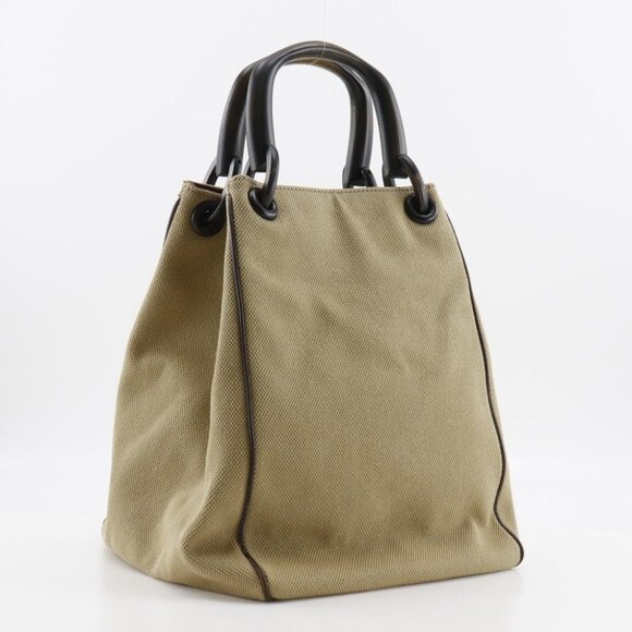 GUCCI Wood handle Handbag 106493 beige canvas Women - Picture 3 of 13